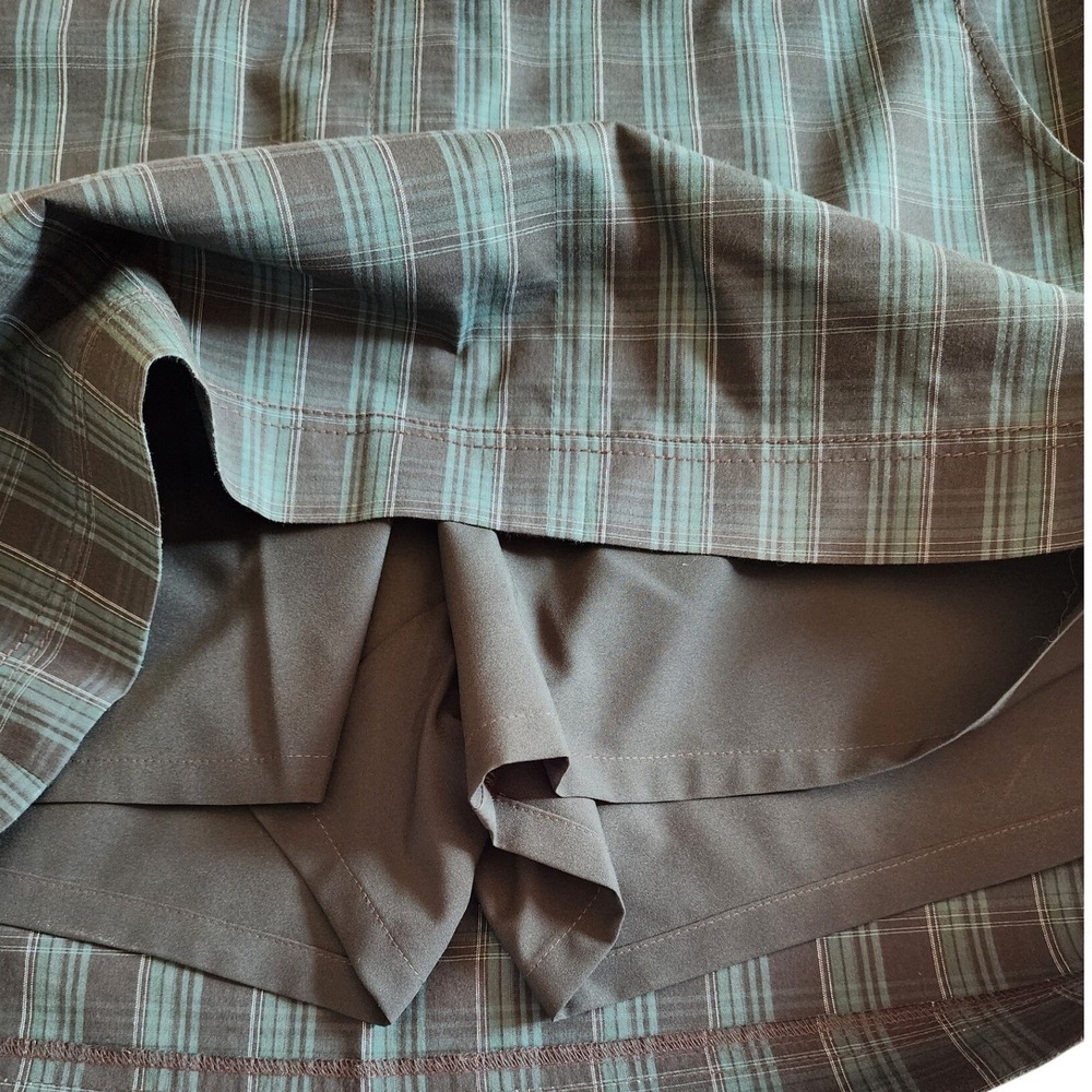 Annika Women Golf Skort Green Grey Plaid Performance Athletic Size 14 - Picture 4 of 6